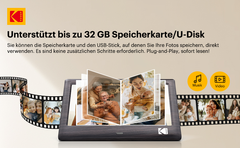 Цифровий фотоальбом Kodak 10 дюймів з Wi-Fi, акумулятор 4000mAh, 32GB, IPS HD сенсорний екран, автоповорот, для обміну фото та відео