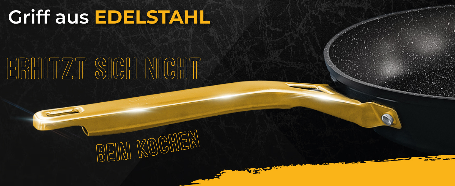 Набір сковорідок Briebe Gold Titanium 3 шт (20, 24, 28 см) з антипригарним покриттям для індукційних плит