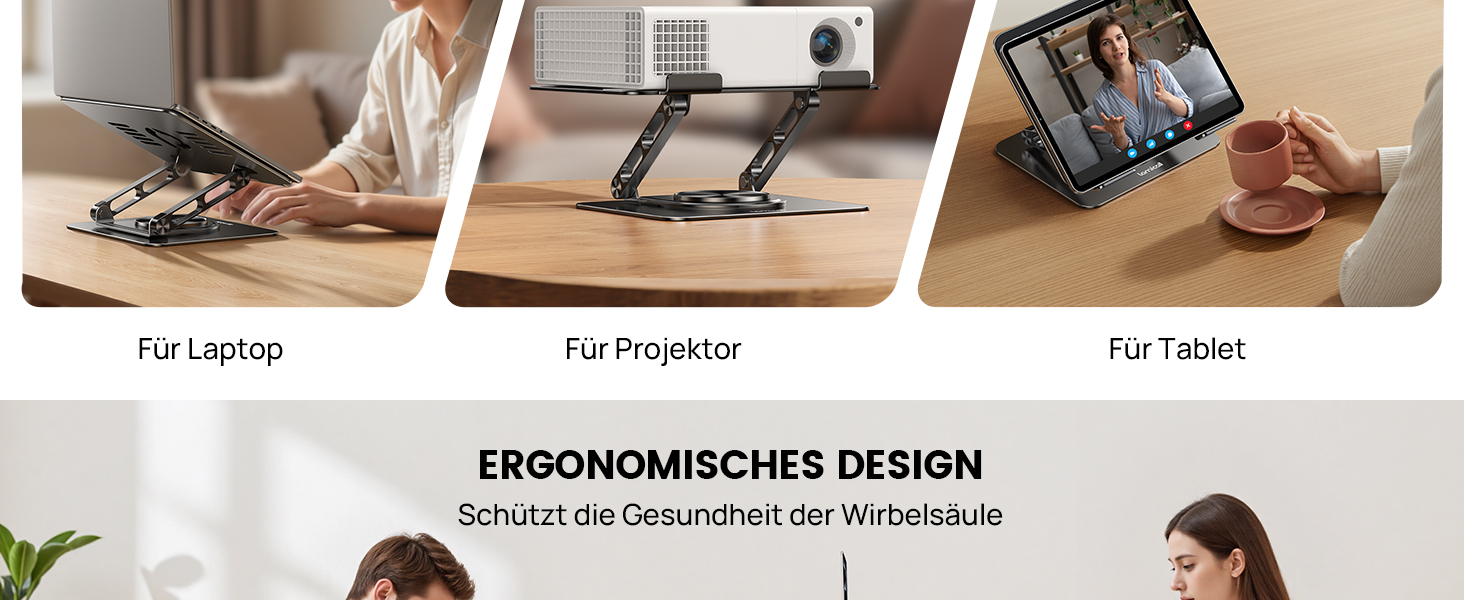 Підставка для ноутбука Lamicall, регульована - 360° обертання, складна, алюмінієва - для столу/офісу, універсальна ергономічна підставка для Macbook Pro Air, 10-17,3' (чорна)