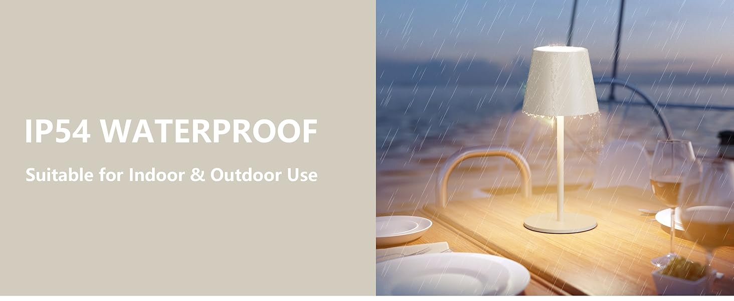 Лампа настільна LED акумуляторна Lundwa 26 см, 5000 mAh, IP54, 3W, 3000K, для кемпінгу, ресторану, спальні, бару (1 шт.)