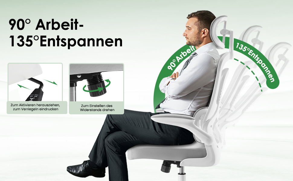 Ергономічне крісло Farini для офісу та дому: регульоване, з підголівником, сіро-біле. Ідеально для роботи за комп'ютером та в home office.