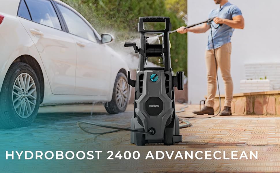Мийка високого тиску Cecotec HydroBoost 2400 AdvanceCleany 2400 Вт для дому, саду та авто, 180 бар, алюмінієвий насос, 480 л/год + насадки