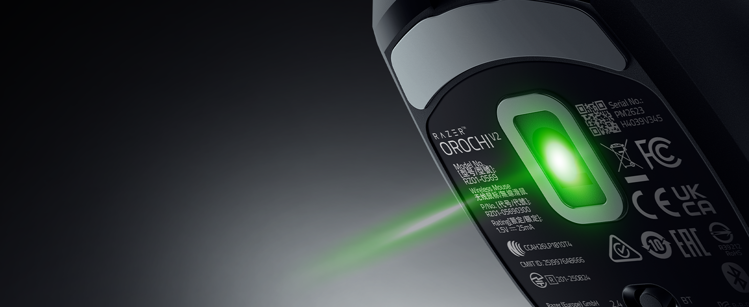 Бездротова ігрова миша Razer Orochi V2 HyperSpeed та Bluetooth, оптичний сенсор 18K DPI, вага 60 г, чорна