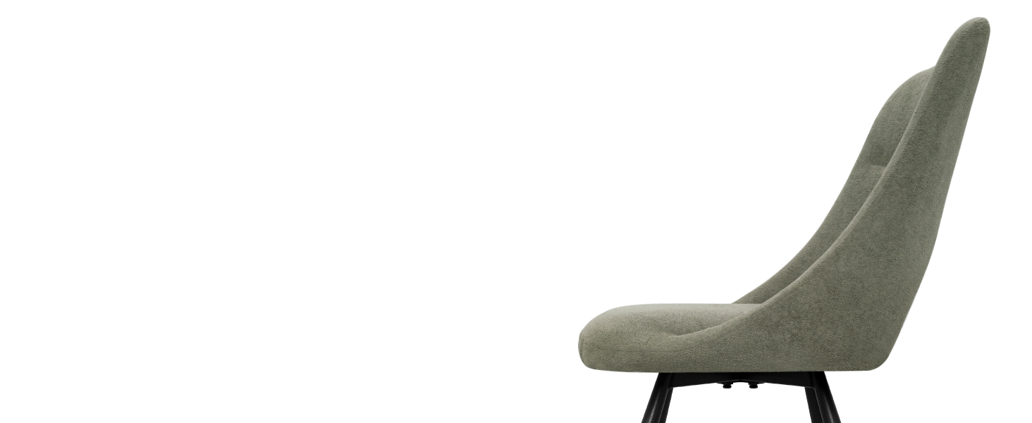 LEWE Комплект з 6 обертових стільців для їдальні, кухонних, вітальні та спальні, ергономічні, без підлокітників, з тканини кашемір, сіро-зелений