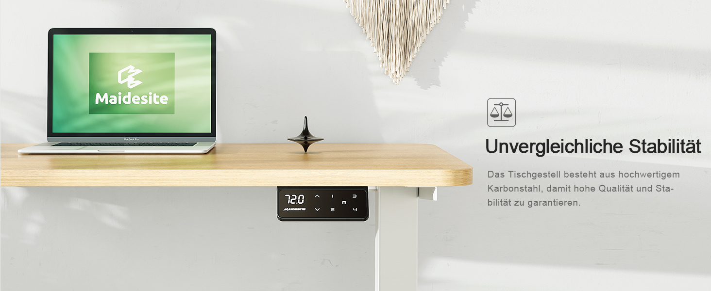 Електричний стіл MAIDeSITe 160x80 см з регулюванням висоти, LED-панеллю пам’яті, для роботи сидячи й стоячи, модель S1 Pro