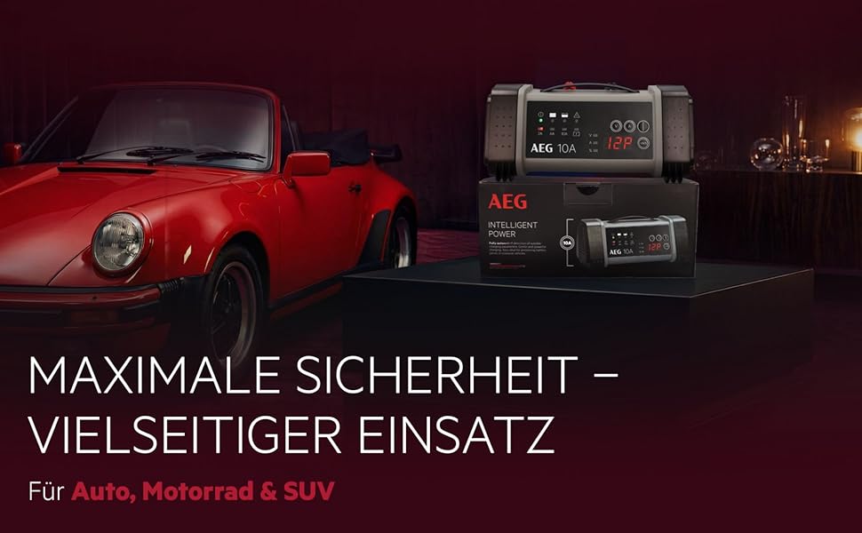 Зарядний пристрій акумуляторів AEG LT 20, 20A для 12/24V авто, 9-ступінчатий, Power Supply, інтелектуальна зарядка, автоматична компенсація температури, чорний/сірий