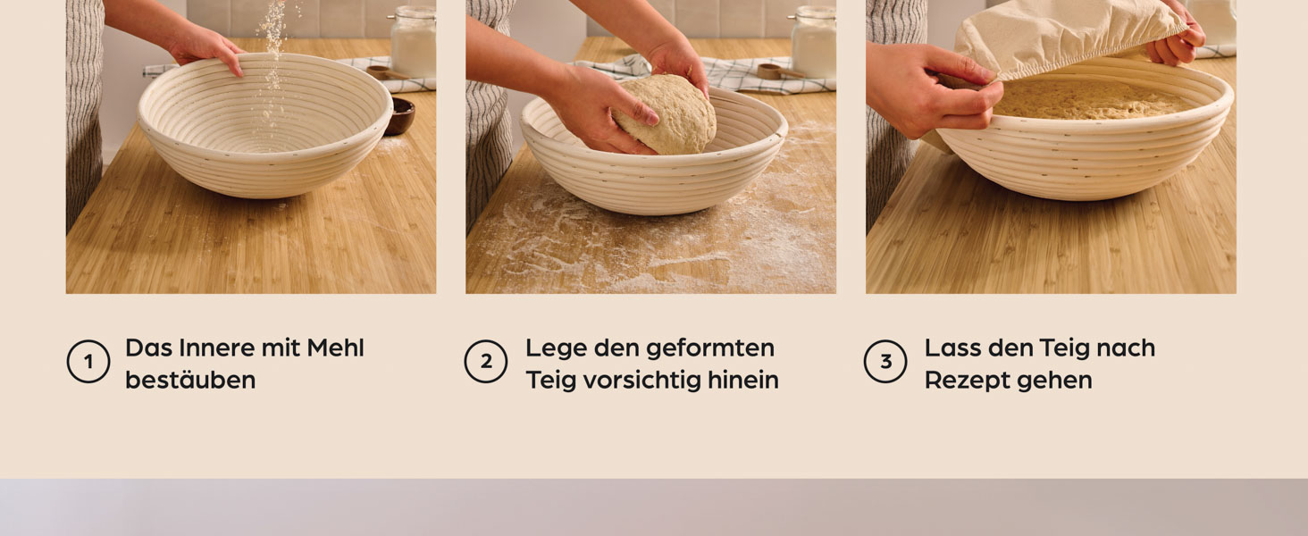 Набір для хліба Praknu: 2 кошики з ротангу, щітка, льонова вставка та мішечок для хліба (30см)