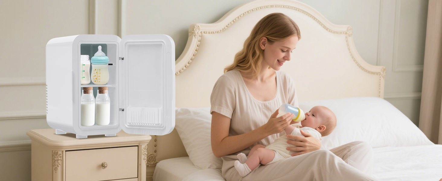 Міні-холодильник Enventor 6 л (8 банок), портативний охолоджувач та підігрівач, живлення AC/DC 12V для авто, спальні, косметики та напоїв, білий