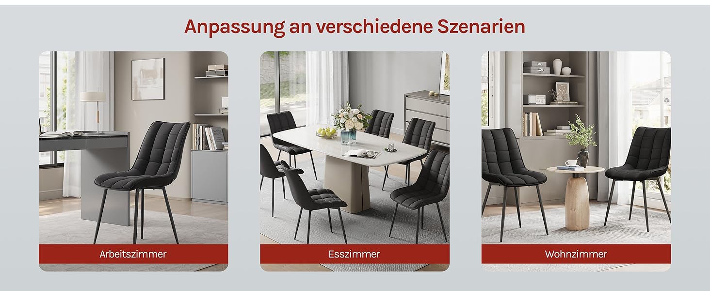 Стільці для їдальні WOLTU - кухонні стільці з м'якою спинкою та сидінням з льону, металеві ніжки, до 150 кг