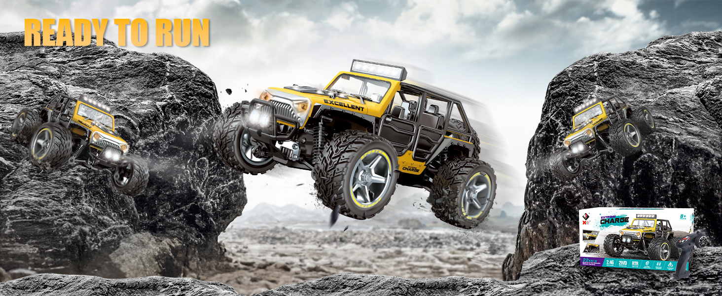 Радіокерований позашляховик Monstertruck 1/22 для дітей від 6 років, 2.4GHz, водонепроникний (2 акумулятори)