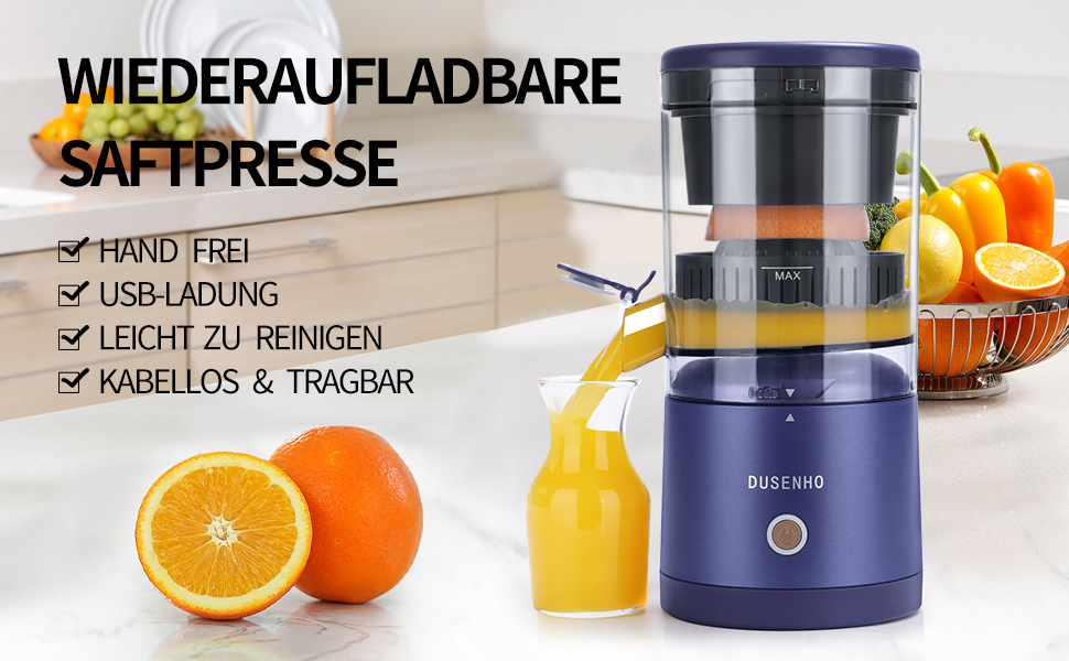 Електрична прес для цитрусових: соковитискач для апельсинів, лимонів та інших цитрусових (фіолетовий)