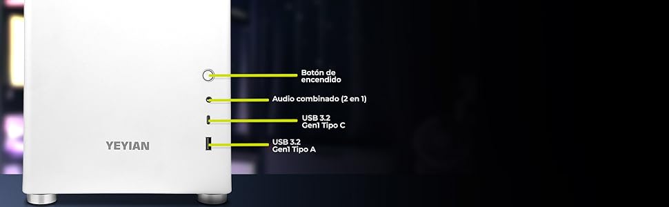 YEYIAN Hussar Plus Full Tower корпус для ПК з прозорою скляною боковиною, сумісний з ATX, Micro ATX, Mini ITX, з вентилятором 120 мм