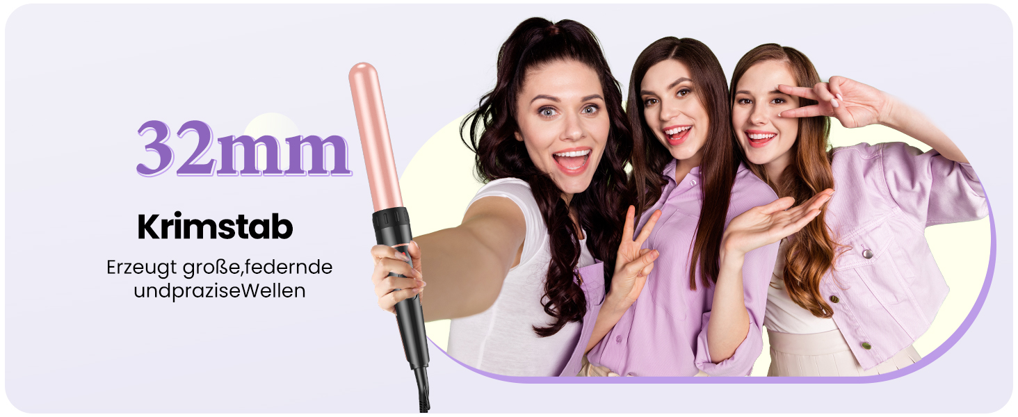 BESTOPE PRO Набір для завивки волосся 5-в-1 – 3 керамічні насадки для великих локонів та хвиль – швидкий нагрів, 2 температурні режими, локонові щипці з рукавичкою та 2 зажимами, антифrizz, подвійне напруження, рожеве золото