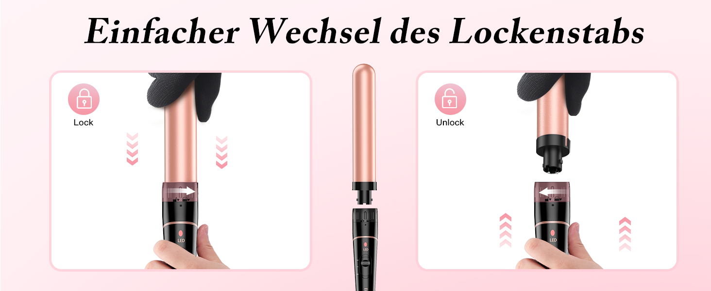 BESTOPE PRO Lockenstab 6-в-1: великі та малі локони, різні насадки, регулювання температури, рожеве золото