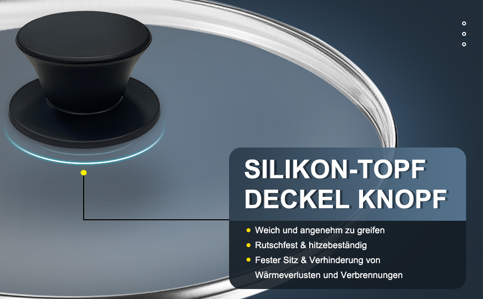 Універсальна кришка для каструль та сковорідок Walfos зі скляним куполом та силіконовим обідком, Ø 33, 36, 38 см, термостійка, чорна