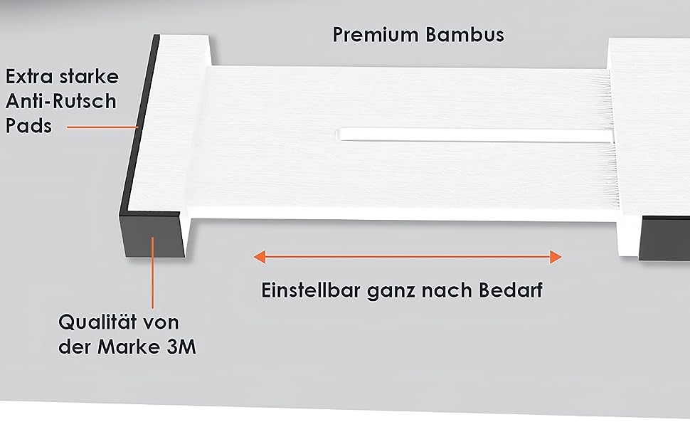Органайзери для шухляд Mola Premium, набір 4 шт, білий, бамбук, регульовані, з антиковзаючою підкладкою