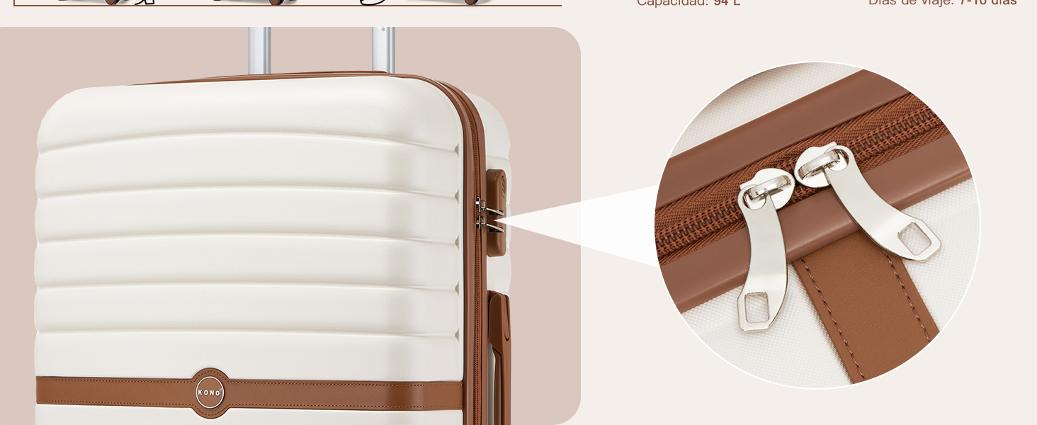 KONO Чемодан-валіза середнього розміру 66см з ABS+PC, валіза на колесах з замком-кодом (темно-зелений/коричневий)