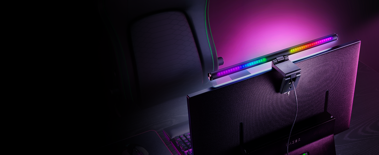 Razer Aether Light Bars - RGB лампа для монітора з підсвічуванням, сенсорним керуванням та регулюванням кольору та яскравості, чорний