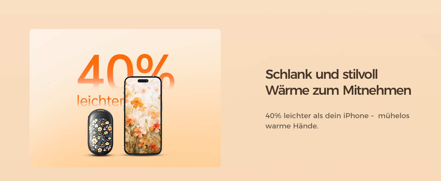 Електричні грілки для рук Ocoopa 2 шт. з магнітною основою, 5000mAh, 3 режими нагріву, компактні, для рукавичок, сумок, зимові аксесуари, подарунок для чоловіків та жінок (Lila_Weiß, Painted in Bloom (Ocoopa x Artist in Bloom)_Schwarz)