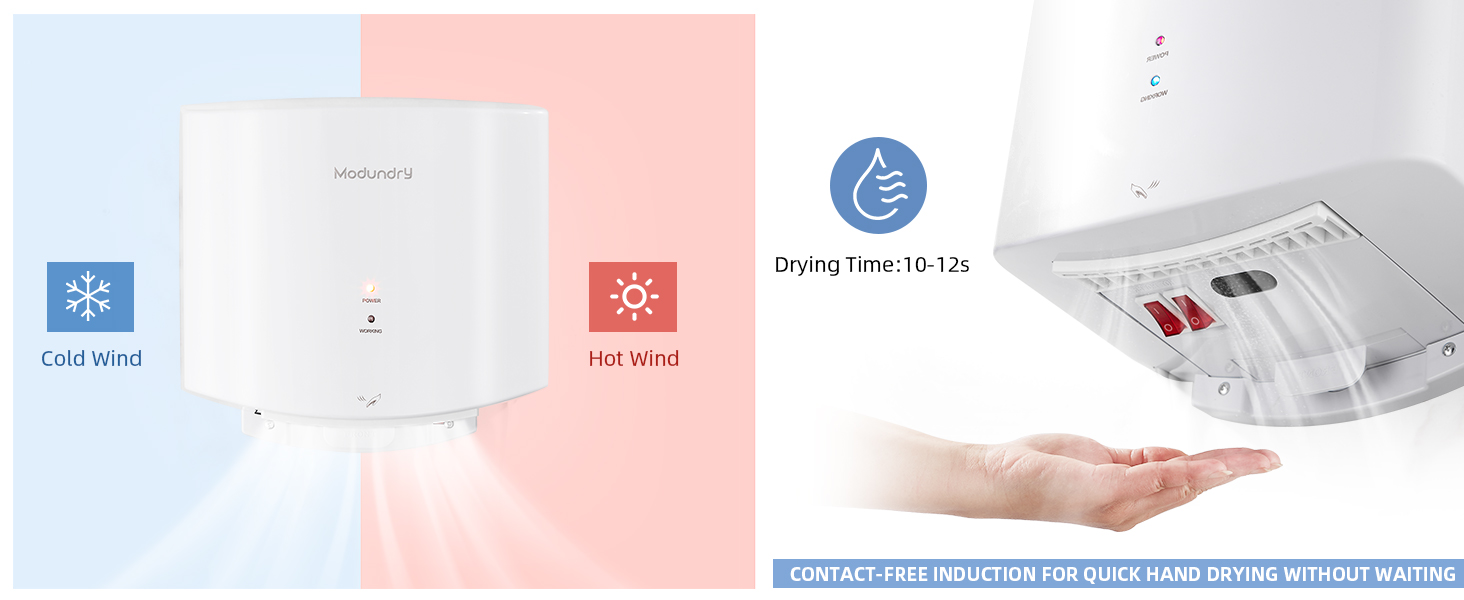 Компактний автоматичний електричний сушар для рук настінний для дому та комерційних приміщень (білий)