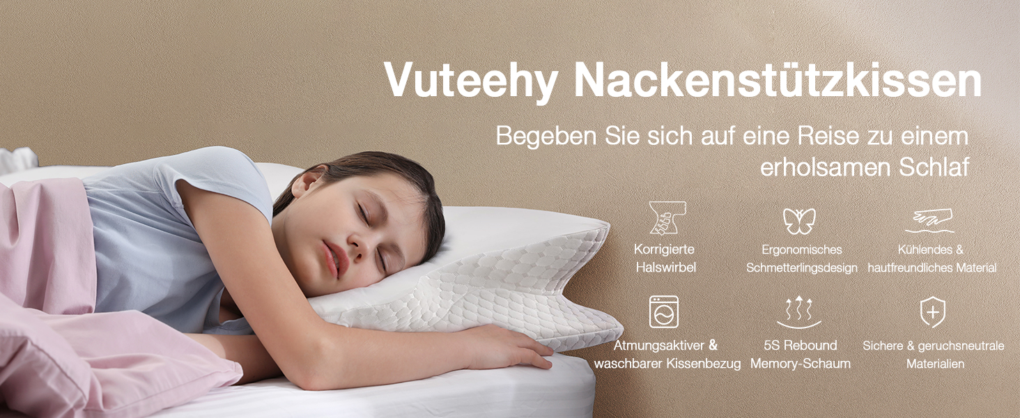 Ортопедична подушка для шиї з Memory Foam, сертифікат Oeko-TEX®, ергономічна подушка для сну на боці, спині та животі (біла)