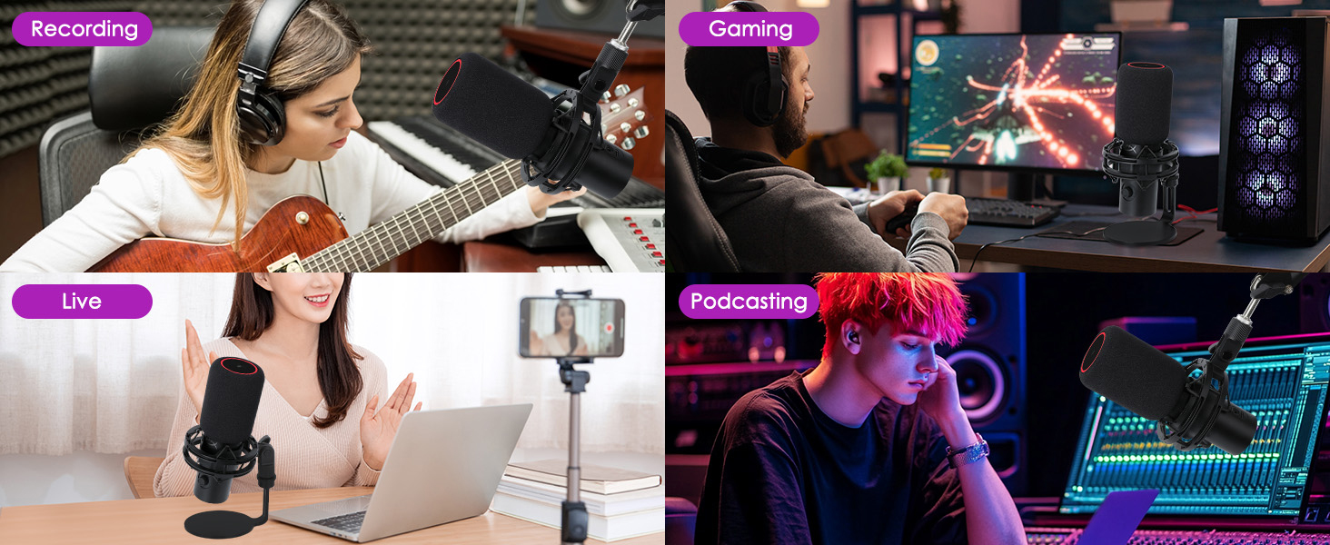 Стрічковий мікрофон HyperX QuadCast з кріпленням та поп-фільтром YOUSHARES - для QuadCast S, Fifine AM8, Blue Yeti, Razer Seiren Mini V3