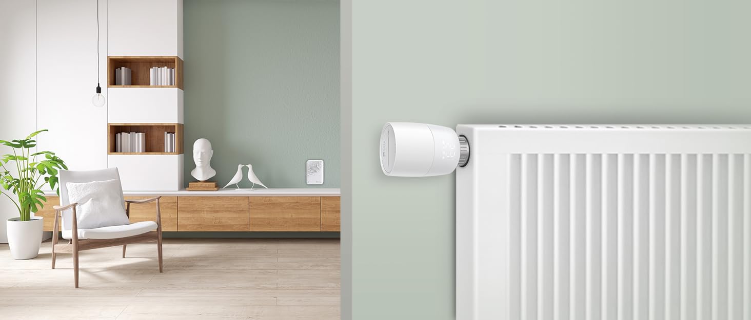 TP-Link Kasa Smart Термостат для радіатора WiFi Starter Kit (Хаб + 1 Термостат), Керування опаленням через додаток Kasa, Геофенсинг, Розпізнавання відкритих вікон, Matter, Сумісність з Alexa