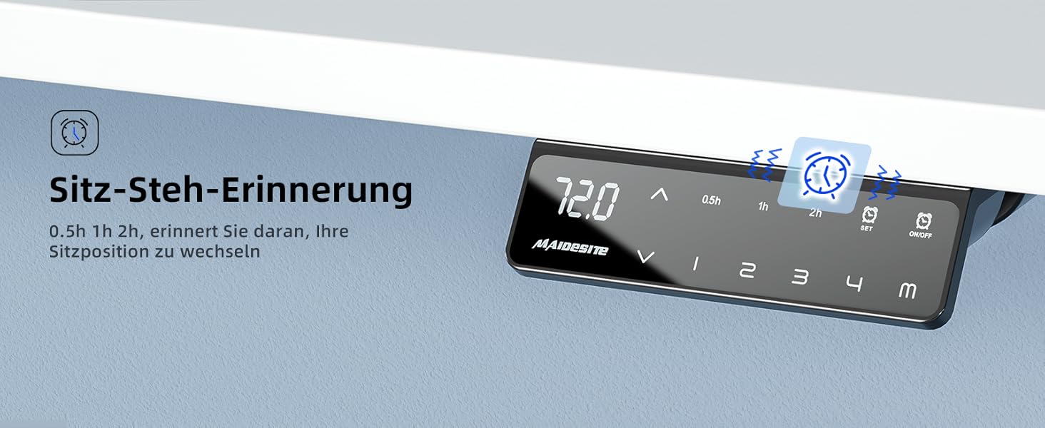 Електричний регульований стіл MAIDeSITe з 2 моторами, 4 пам'яттю та захистом від зіткнень (72-120 см, білий)