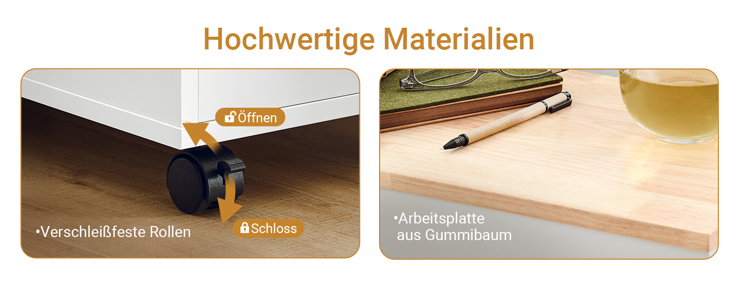 Столик для принтера SoBuy на колесах, з полицями, білий та натуральний колір, 30x60x60 см (FBT130-WN)