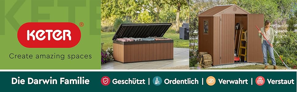 Сарай садовий Keter Darwin 4x4 м², сірий - пластиковий, з вентиляцією та дверима для інструментів 25x184x205 см