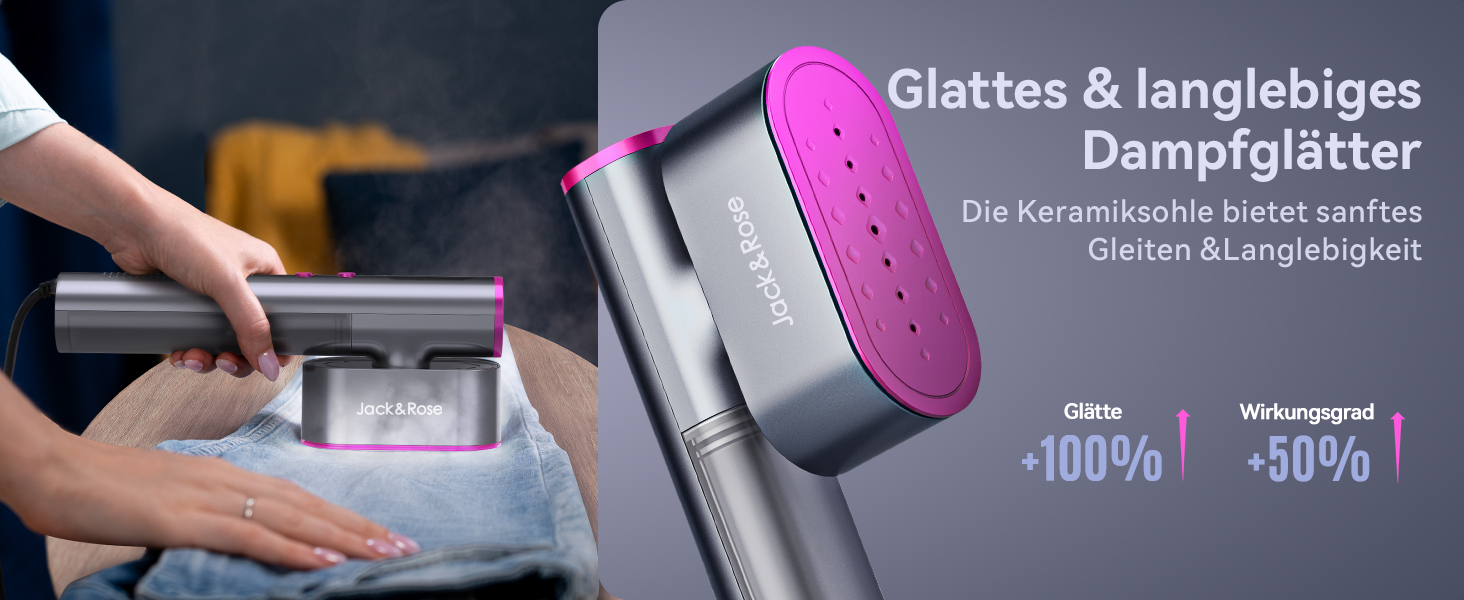 Парoгенератор для одягу Jack & Rose, 110-240V, 1000W, портативний, 2-в-1, для подорожей, сірий