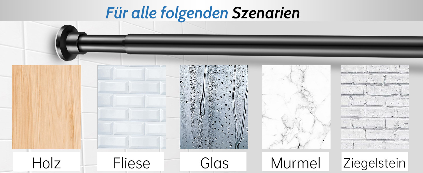 Телескопічна штанга Штора для душу без свердління, затискна штанга 70-255см, чорна
