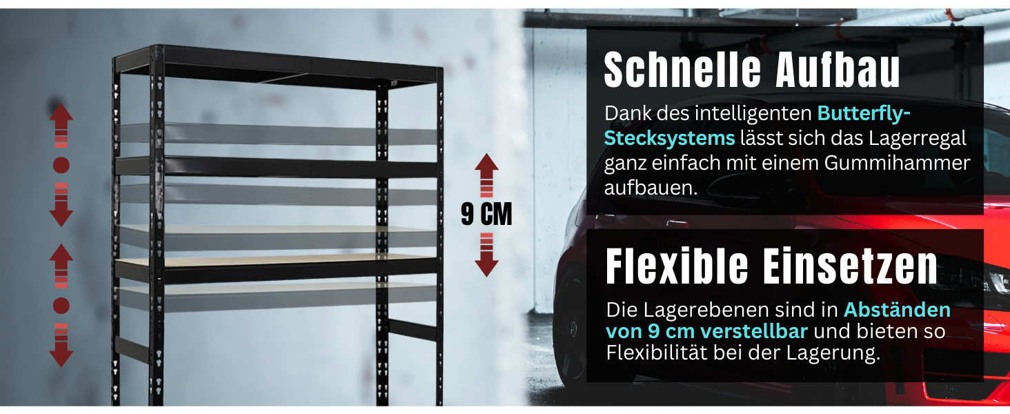 Стеляж для шин PROREGAL Tiger XL, 200x180x45 см, 300 кг на полицю, до 205/55 R16, для автосервісу, складу, підвалу (6 шин + 6 полиць, блакитний)