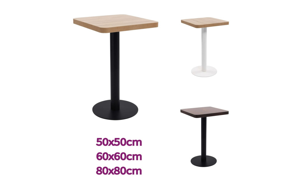 Барний стіл для 2 осіб VidaXL, 60x60 см, MDF, темно-коричневий та чорний