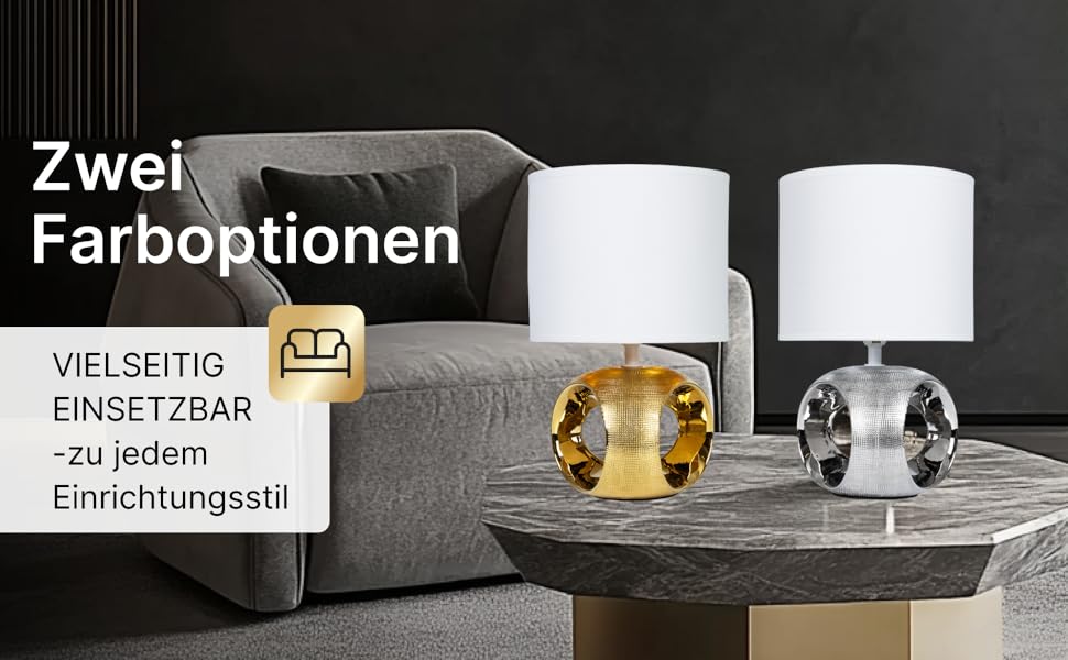 ARTE LAMP LED лампа настільна – класична декоративна хромована настільна лампа з білим тканинним абажуром для вітальні та спальні – з кабелем, хром, білий (золотий, білий)