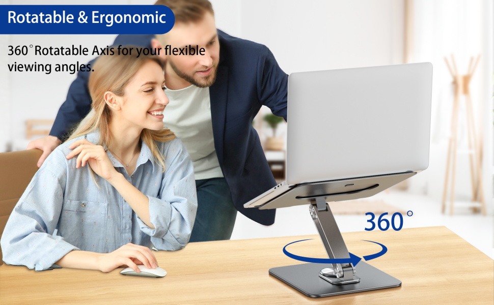 Підставка для ноутбука BESIGN LSX7 з поворотним підставою 360°, регульована ергономічна підставка, сумісна з ноутбуками 10-15.6