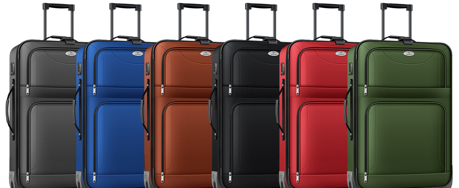 Набір валіз KESSER® 4-в-1: чорний дорожній набір з TSA-замком, 360° колесами та телескопічною ручкою | Чемодан, сумка для косметики, ручна поклажа, велика валіза для подорожей та бізнесу