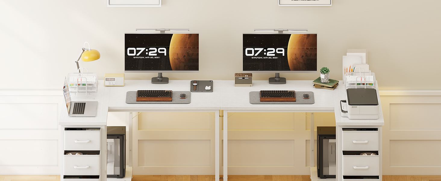 Комп'ютерний стіл кутовий Coleshome 100x70 см з 4 шухлядами, білий. Для офісу, кабінету, спальні