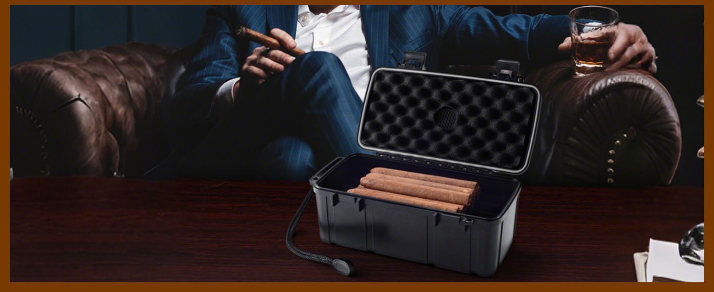 Портативний цигарний вологозбережувач (гумодор) у кейсі, водонепроникний, для 10 цигарок, розмір L (23,8 x 12,7 x 9,6 см)