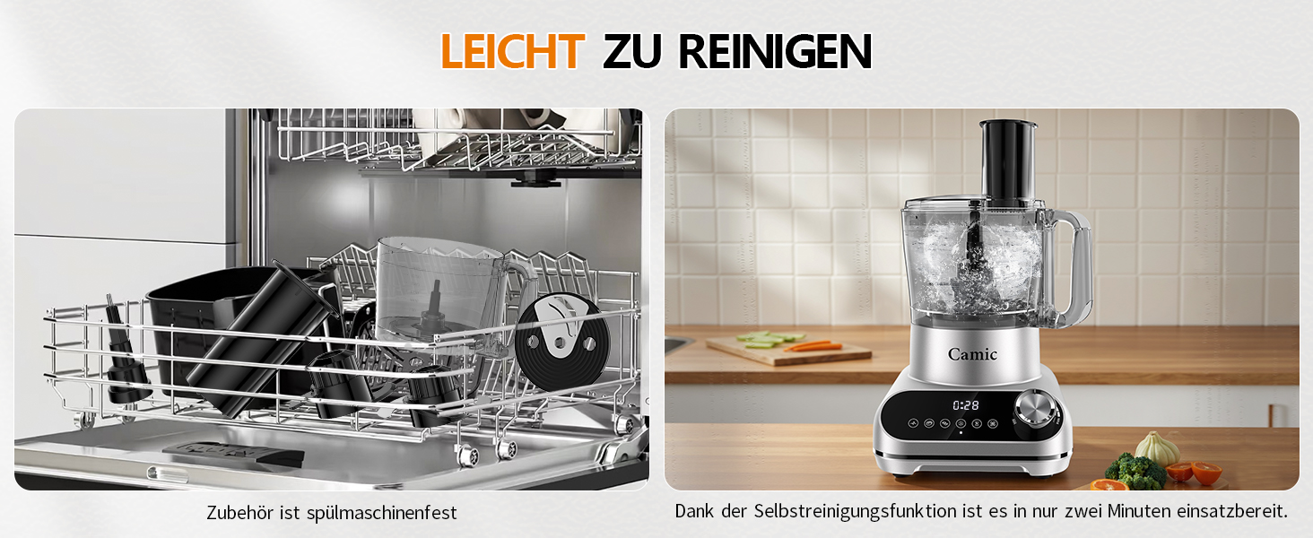 Кухонний комбайн Camic 1500W з мискою 2.5л, 6 програм, подрібнювач, нарізач, міксер, аксесуари, для дому, сріблястий