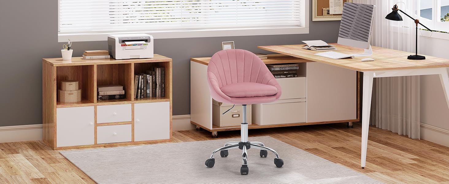 Крісло для дому та офісу WOLTU, ергономічне крісло, крісло для макіяжу, обертове крісло на колесах, крісло для робочого кабінету та спальні, з вагою до 150 кг, оксамит, бежеве, BS167cm