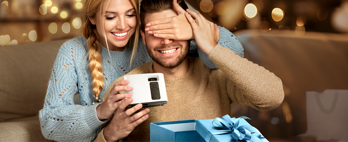 Портативний проєктор Mini Beamer 4K з підтримкою Android 13, WiFi 6, Bluetooth 5.4 та обертанням 270°. Підтримка HDMI, USB, iOS, PC. Автоматична корекція трапеції. Білий (молочний)