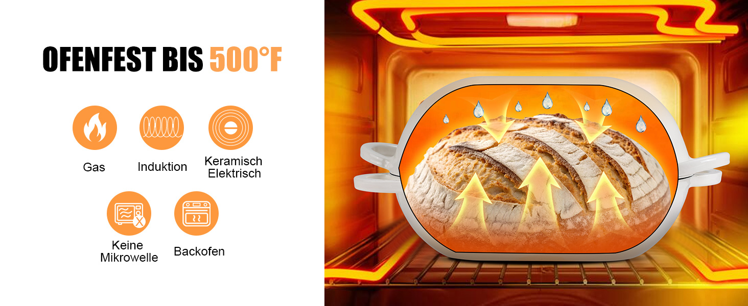 Форма для випікання хліба з кришкою Gusseisen, 23 см, емальована чавунна форма, 2.75 л, для випікання хліба, підходить для духовки (перехідний колір блакитно-зелений)