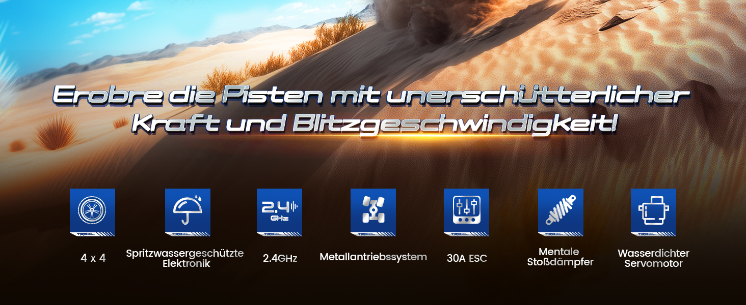 Радіокерований позашляховик 1:14 4WD RC авто для дорослих та дітей, швидкість 40+ км/год, 2 акумулятори 1300mAh, комплект коліс