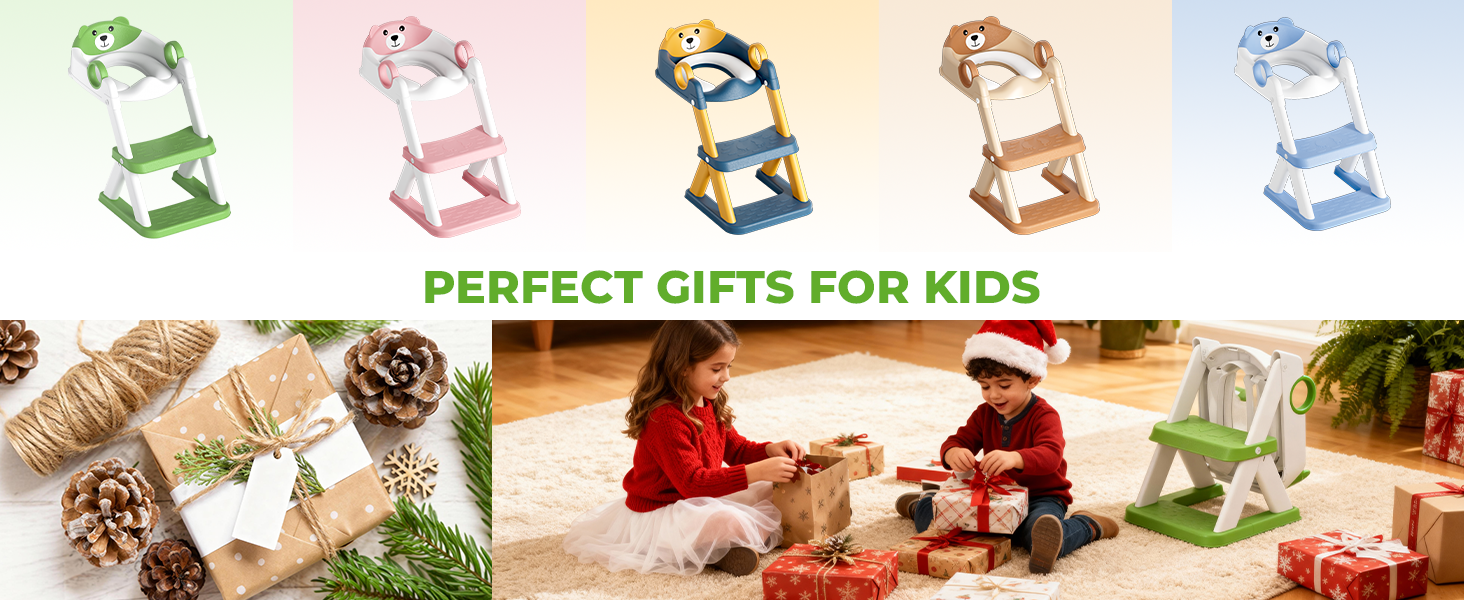 Дитячий унітаз-сходинка з сидінням 2-в-1 для хлопчиків та дівчаток, сірий. Безпечний та зручний унітаз для малюків