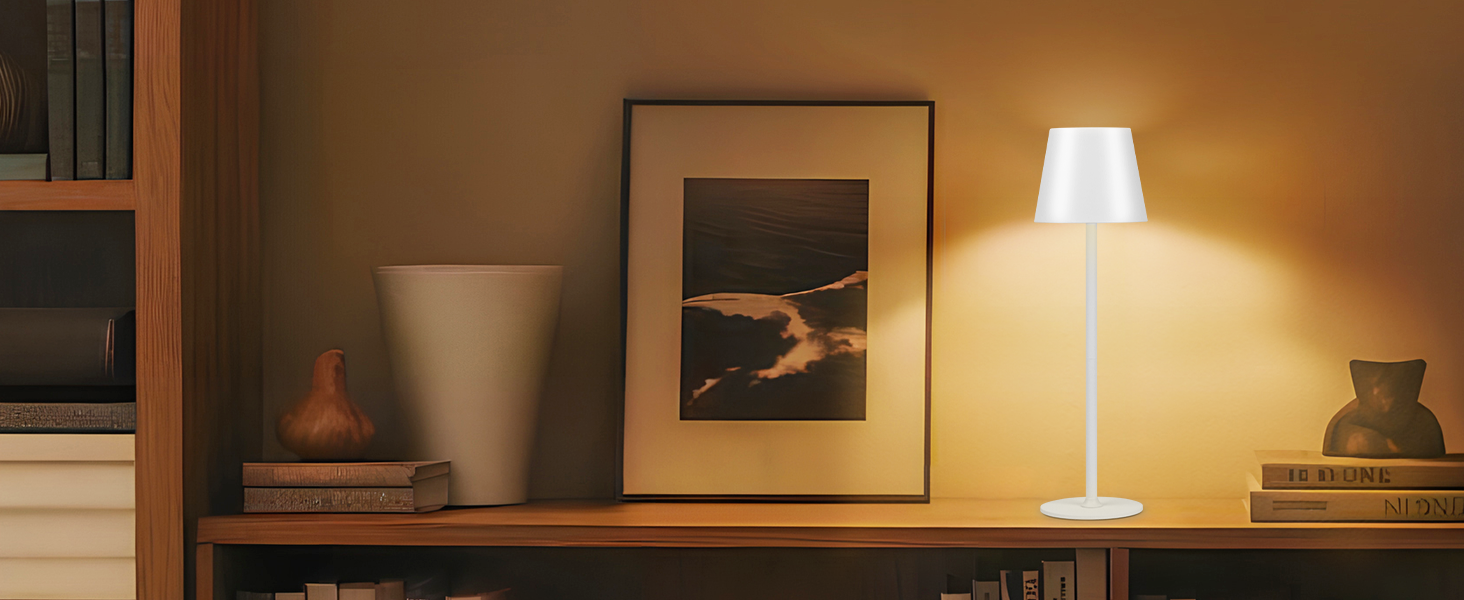 Дві бездротові LED-лампа настільні, перезаряджувані, 3000K та RGB, USB-C, 5500mAh, вологостійкі (Білий, 2 шт.)