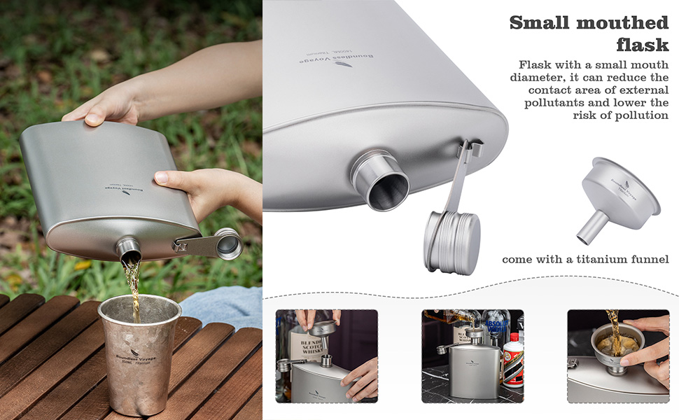 iBasingo Титанова фляга-термос 1.4л (49oz) для кемпінгу, туризму, Bushcraft. Легка, з міцним кришкою та воронкою.