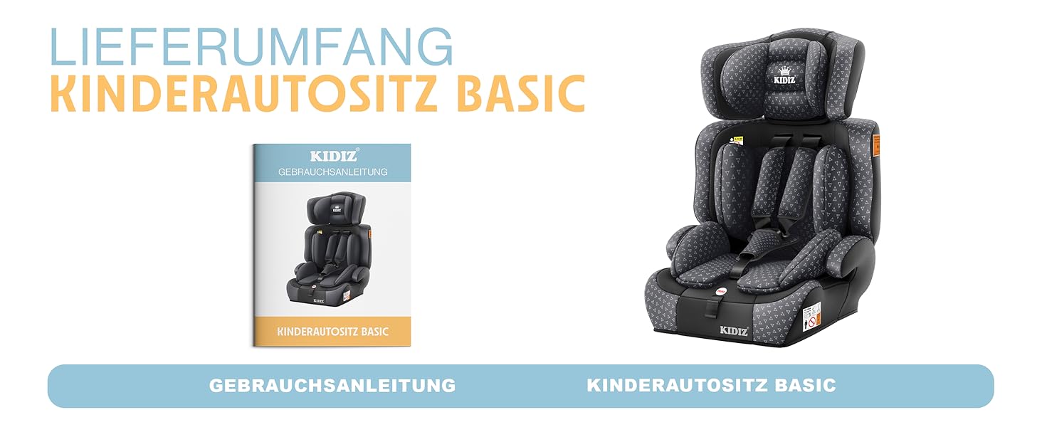 Автокрісло KIDIZ® Triangle Premium для дітей 9-36 кг (1-12 років), група 1/2/3, ECE R129/03, універсальне, антрацит