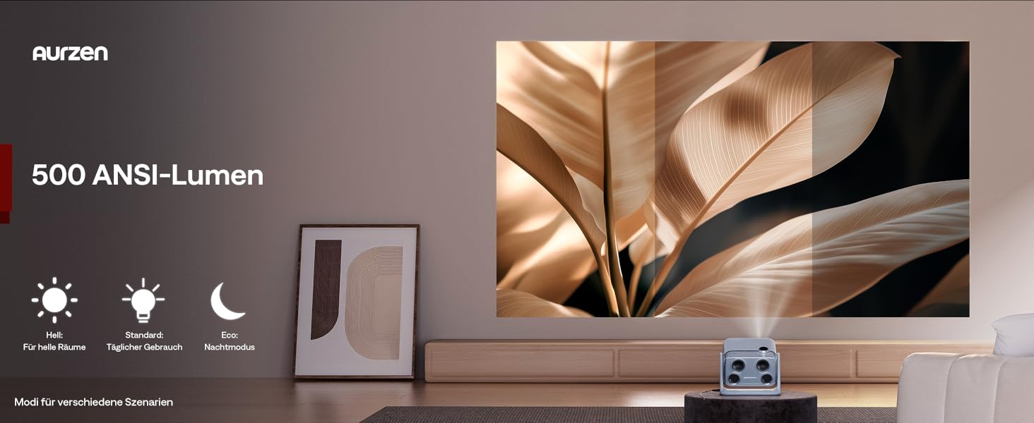 Aurzen Boom Mini 4-в-1 Smart Beamer з Google TV, 4K, проєктор для дому та на вулицю, 20W Dolby Audio, 500 ANSI, автофокус ToF, корекція трапеції, Wi-Fi/Bluetooth, сумісність з телефоном (блакитний)