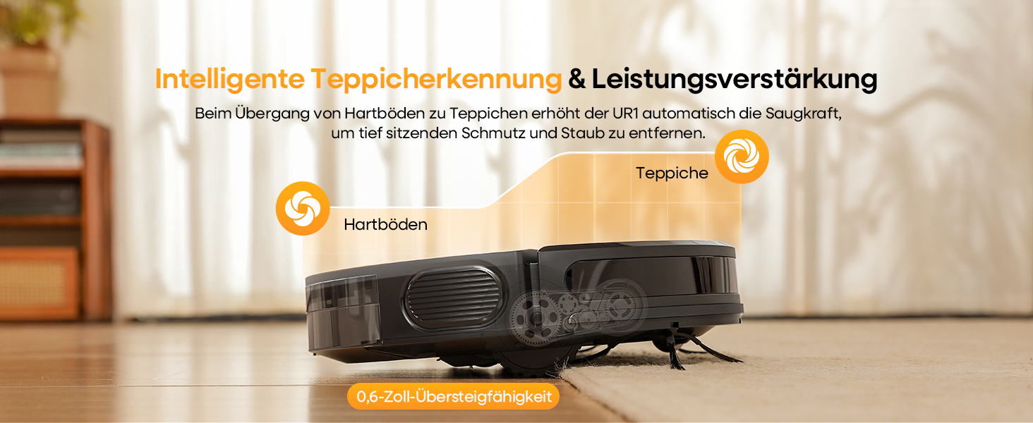 Робот-пилосос з функцією миття 5000Pa, 3-в-1 з часом роботи 180 хвилин, для прибирання шерсті тварин та килимів, з керуванням через додаток, чорний